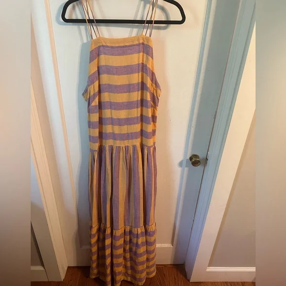 Sz medium 10 Anthropologie NWT Striped Purple and Orange Maxi Dress - Picture 5 of 12